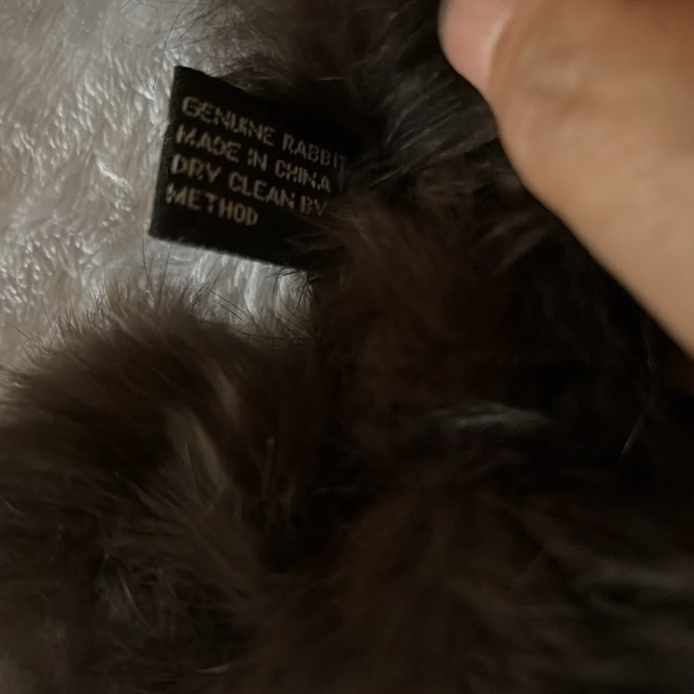 100% Rabbit Fur Pom Pom Scarf w Shawl  - Black & Brown Cejon Accessories ??